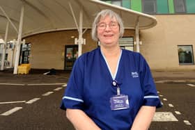 Nurse and midwife Linda Kirk who is in her 50th year of working with NHS Fife is due to retire on November 29.   Pic:  Fife Photo Agency
