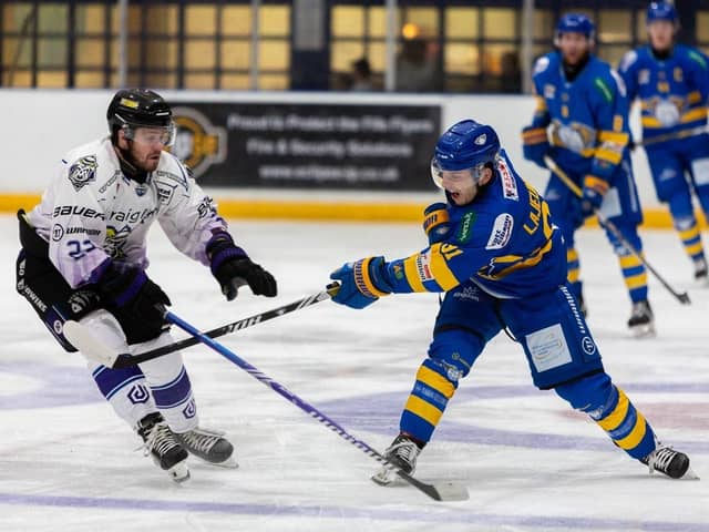 Troy Lajeunesse in action against Manchester Storm (Pic: Derek Young)