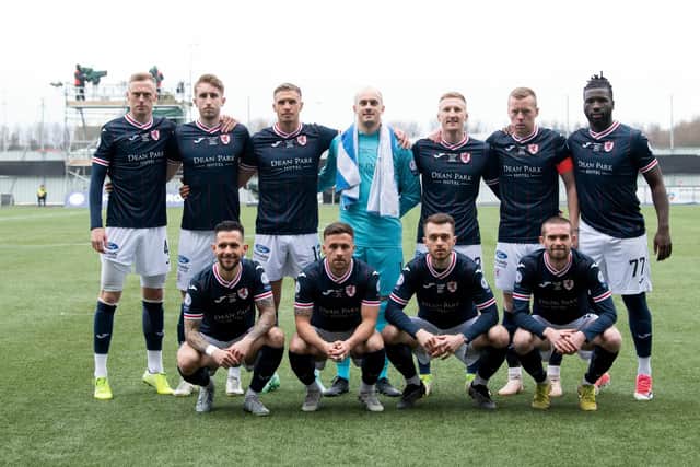 FALKIRK, SCOTLAND - MARCH 26: Raith Rovers Team Picture during the SPFL Trust Trophy final between Raith Rovers and Hamilton Academical at the Falkirk Stadium, on March 26, 2023, in Falkirk, Scotland. (Photo by Ross Parker / SNS Group)