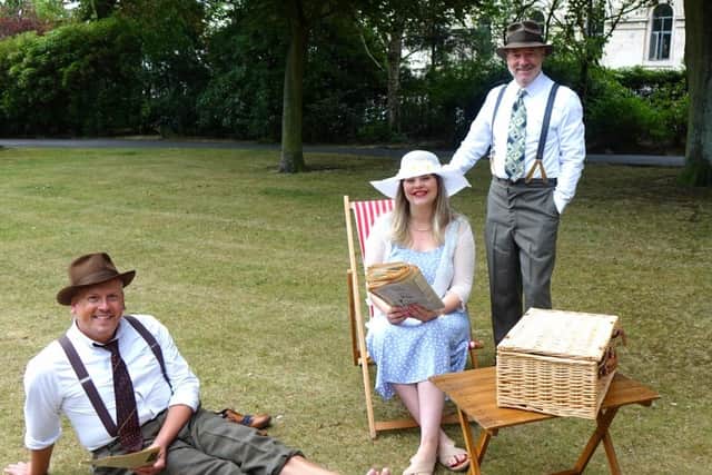 Members of Kirkcaldy Amateur Operatic Society (KAOS) recreate a Jack Vettriano scene in the war memorial gardens on judging day.