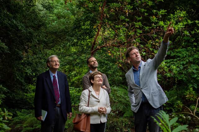 Dr Harry Watkins, Professor Dame Sally Mapstone, Professor Gareth Miles, Assistant Vice-Principal (Dean of Science), and Professor Thomas Meagher are pictured during a recent visit to St Andrews Botanic Garden.  (pic: University of St Andrews)