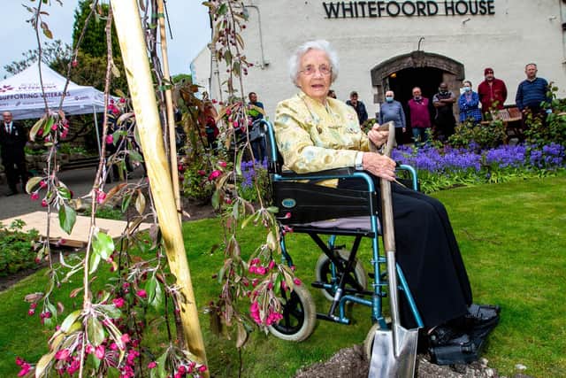 World War Two veteran Margaret Runcie at the tree-planting event ceremony to mark the Queen’s Platinum Jubilee at Edinburgh’s Whitefoord House.