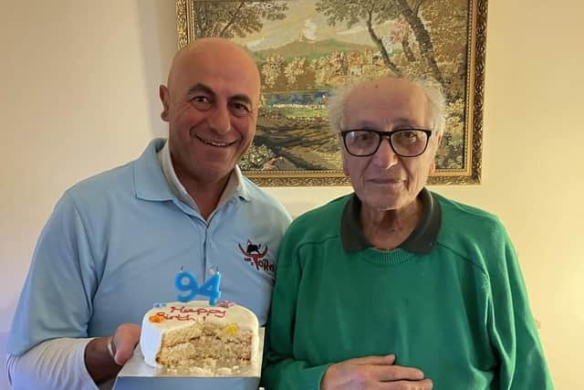 Andrew with his youngest son Romano on his 94th birthday.