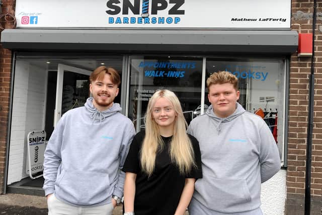 Launching Snipz in Kirkcaldy (from left)  Matthew Lafferty (right) with  Ethan Green and Abbi Lafferty (Pic: Fife Photo Agency)