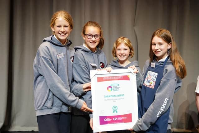 Aberdour pupils with their award