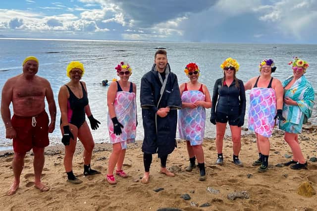 Sean Batty joins the Menopausal Mermaids for a dip in Pittenweem