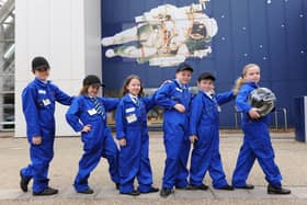 Children are pictured outside the Museum of Flight in East Lothian after taking part in a Children's University Scotland Young Engineers and Science Club.