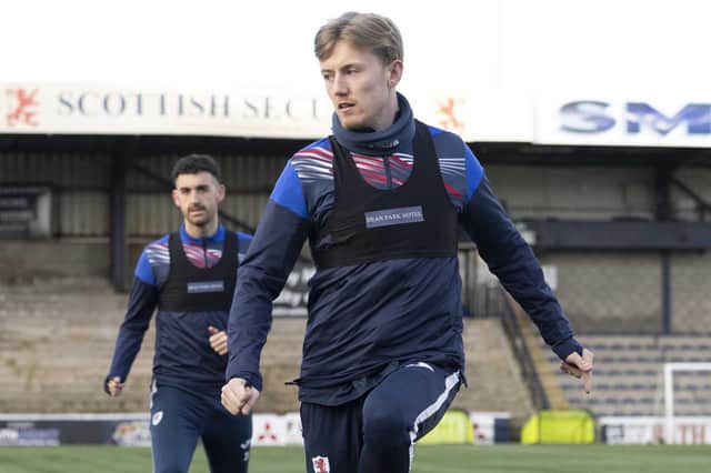 Kyle Turner gets stuck into Raith Rovers training on Thursday (Pic by Paul Devlin/SNS Group)