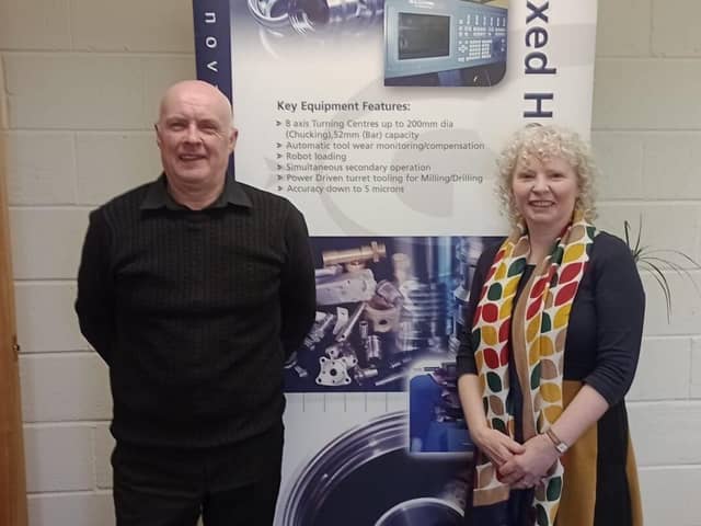 Claire Baker MSP with Malcolm Dick, Director GS Brown Precision Engineers