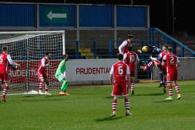 Gozie Ugwu scores Rvers' first goal of the evening (Pic: Scott Louden)