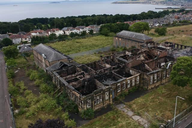 The extent of the damage to Viewforth High School after the fire is evident from this aerial photo (Pic: John Wilson/ Instagram: wilsonjpj))