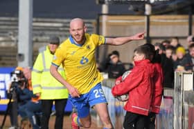 Rudden after scoring in 2-1 win at Ayr on February 24 (Pic Dave Johnston)