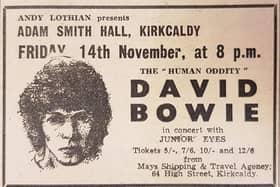 An advert for a David Bowie gig at the Adam Smith Theatre in Kirkcaldy in 1969.