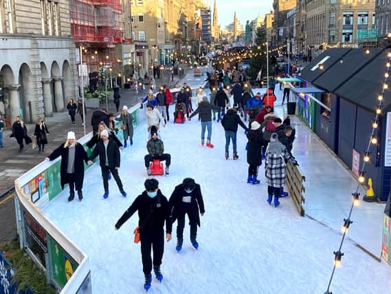 The ice rink on George Street, Edinburgh