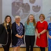 From left:  Alex Paton, Inverkeithing High School; Heather Bett, senior manager, community children's services; Dr Joy Tomlinson, director of public health; Dr Lorna Watson, deputy director of public health; Pam Colburn, quality improvement officer, Fife Council; and Seth Tomlinson,  Inverkeithing High (Pic: NHS Fife)