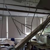 A photo issued by the Local Government Association showing damage to a school built with RAAC. (Pic: LGA)
