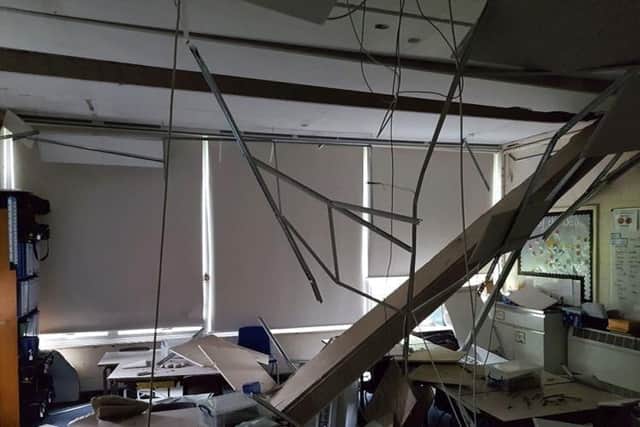 A photo issued by the Local Government Association showing damage to a school built with RAAC. (Pic: LGA)