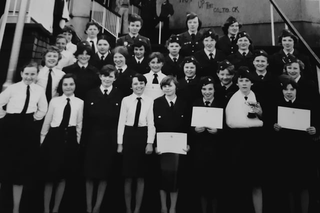 The girls of the 1st and 2nd Glenrothes Women's Junior Air Corp were successful in the 1978 Scottish Girls Training Corp annual competition at Templehall Community Centre, Kirkcaldy.
Between them they won  the junior drill, public speaking, modern dancing and arts and crafts trophies.
