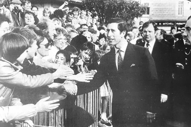 Prince Charles in Kirkcaldy 1985 after a visit to Abbeyfield House residents' home.