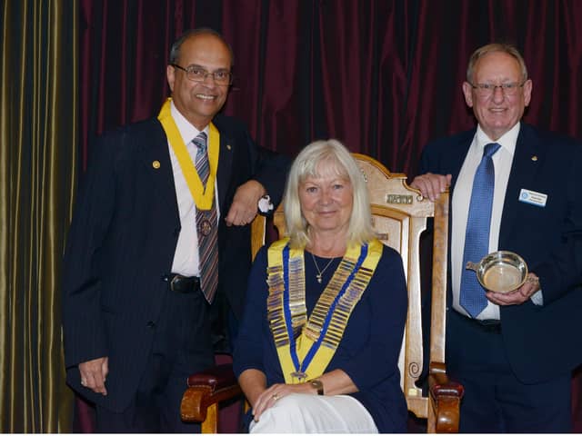 Past president Alice Soper 2019-2020 with (from left to right) Dr Swapan Mukherjee and past president Robert Main. Pic: George Mcluskie.