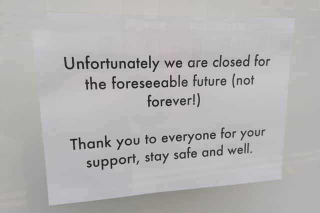Shop sign during coronavirus closure