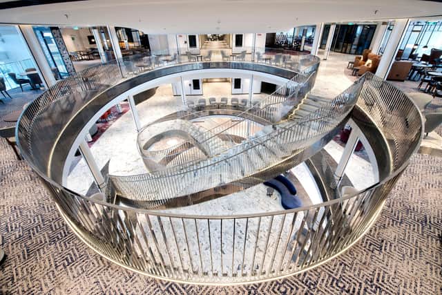The breathtaking atrium on P&O Cruises new ship, Iona