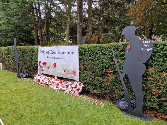 The Garden of Remembrance is next to Kirkcaldy's War Memorial