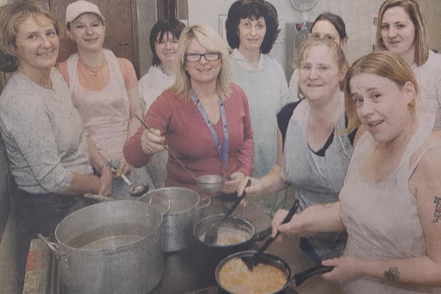 A new cookery course started at Fair Isle Nursery, run by the Community Food Development Project,
The idea came from an Eat Well workshop at the school
Mo Henaghan (front centre) and Tracey Dale (front, second from right) and the rest of the group.