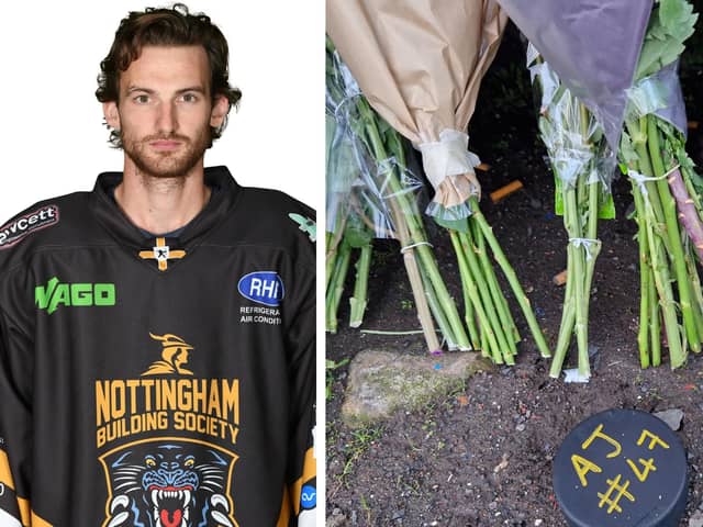 Flowers have been laid at Fife Ice Arena in memory of Adam Johnson (Pic: Fife Free Press/Panthers Images)