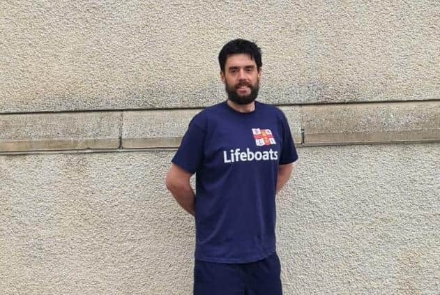 Kinghorn RNLI volunteer Ralph Johnston (36) is going to take on the worldwide David Goggins 4x4x48 challenge beginning on March 5. The challenge is to run four miles every four hours, for 48 hours. Pic: Kinghorn RNLI