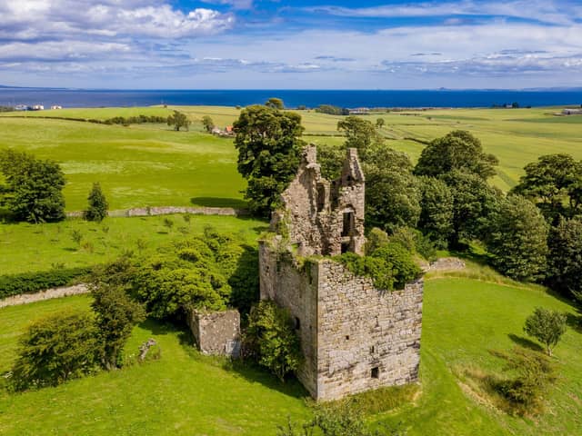 The 15th Century ruined castle has a tennis court.