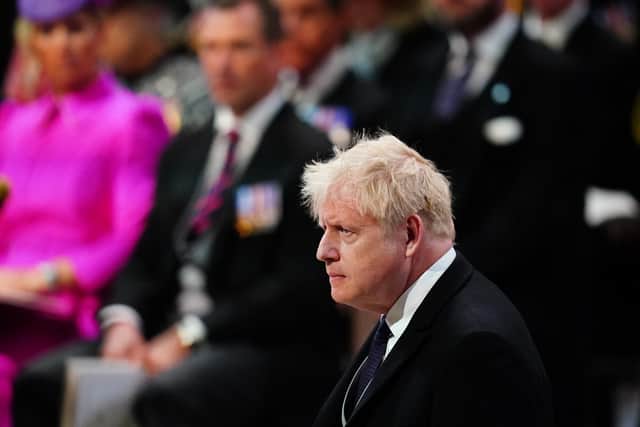 Prime Minister Boris Johnson speaks during the National Service of Thanksgiving to Celebrate the Platinum Jubilee of Her Majesty The Queen (Photo by Aaron Chown - WPA Pool/Getty Images)