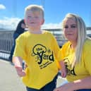 Kirsty Grant and her son George on the Forth Road Bridge.