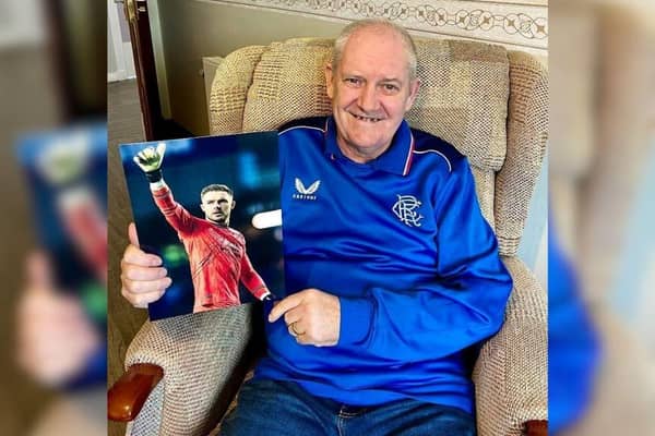 HC-One Scotland’s The Beeches resident Alec Smith with his signed Jack Butland photograph