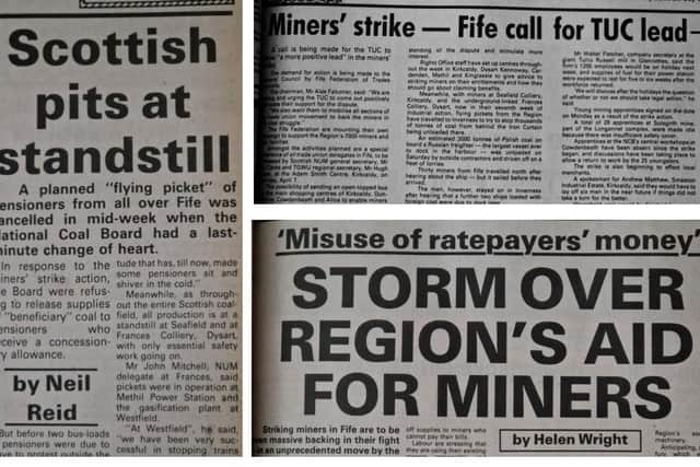 Headlines from the Fife Free Press at the start of the 1984 strike (Pic: Fife Free Press)