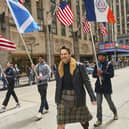 Dougray Scott leading the Tartan Day parade in New York (Pic: Kylie Corwin)