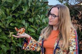 Caroline Carmichael with bird artwork | Pic Contributed