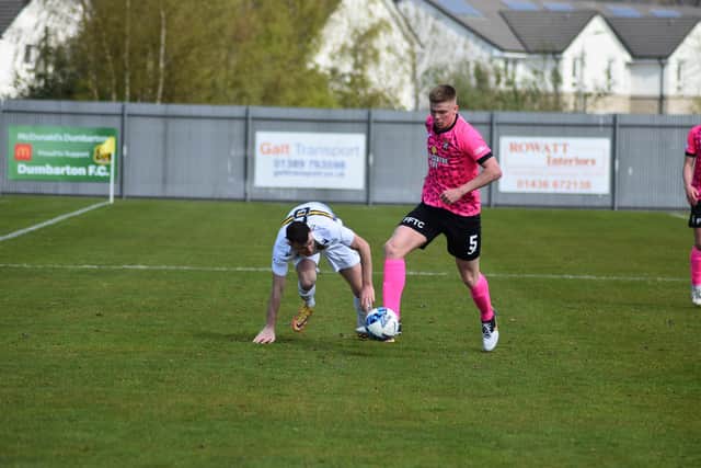 East Fife's Aaron Steele looks to push forward in possession