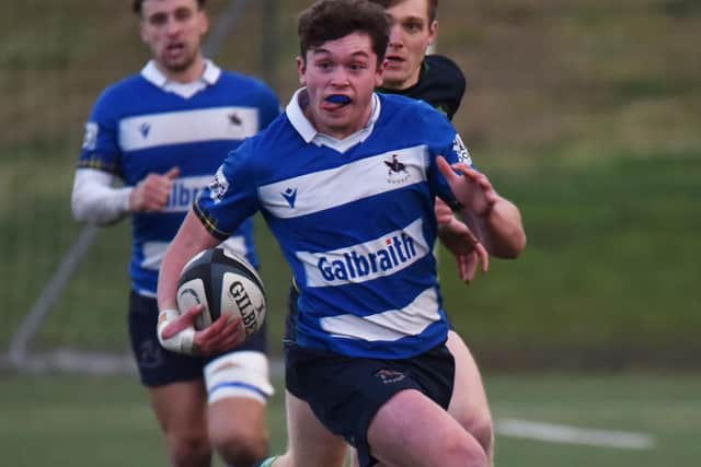 Kieran Todd on the ball for Howe of Fife against Boroughmuir on Saturday (Pic: Chris Reekie)