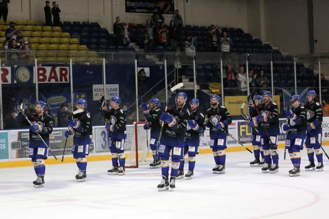 Fife Flyers leave the ice after defeat to Belfast Giants (Pic: Steve Gunn)