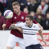 Vaughan goes up against Linlithgow Rose's John Ovenstone in November 2014 (Pic Bill Murray/SNS Group)