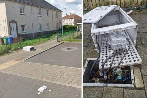 The street cabinet has now reportedly been repaired by Virgin Media (Pic: Google Maps/Submitted)