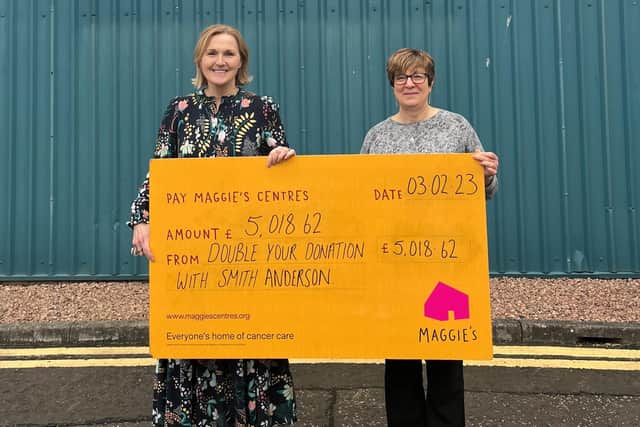 Olivia Slater and Lorraine Houghton from Smith Anderson were on hand to pass on the donation to Maggie's Fife