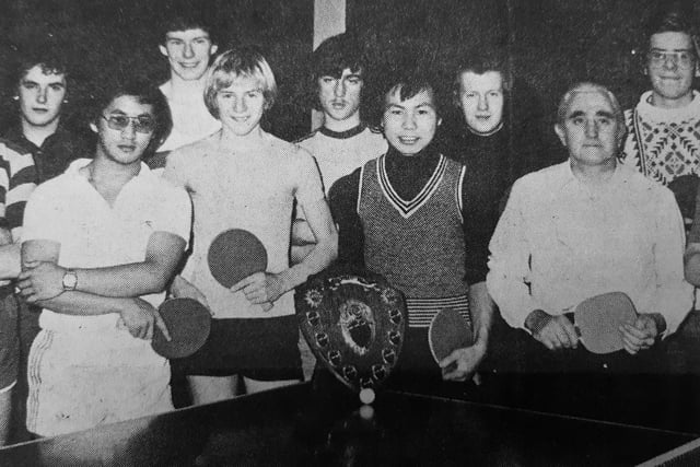 An open table tennis competition for the Balwearie Shield was held at Balwearie Sports Centre.
Pictured are some of the competitors: F. Brown, J. Hutchison, M. Tang,W. Rankin, S. Nicol, K. Watt, T. Wong, M. Elder, J. Slaven, B. Gardner, A. Taylor.