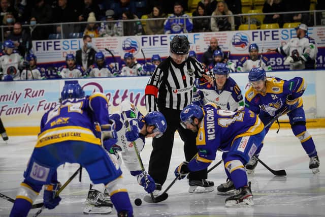 Michael McNicholas at the face-off for Fife Flyers (Pic: Jillian McFarlane)