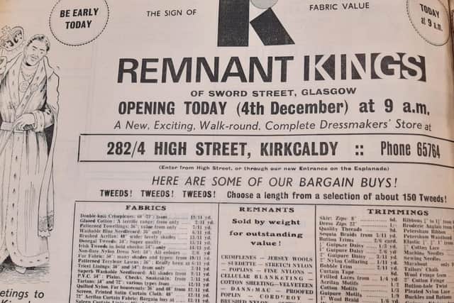 Advert for the opening of Remnant Kings in the Fife Free Press