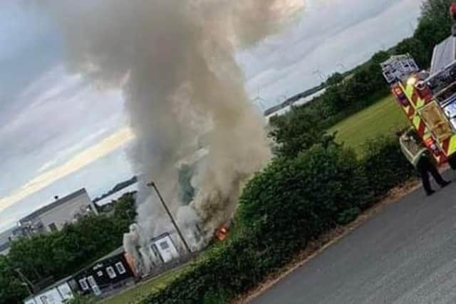 The scene of the fire at Eastvale FC's ground last Tuesday evening. (Photo: Fife Jammer/facebook.com FifeJL)