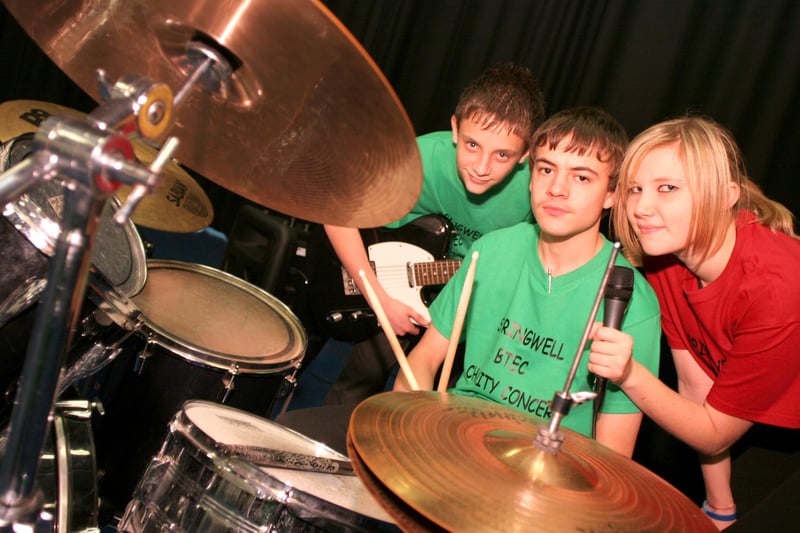 Springwell has been involved in a number of fundraisers down the years. In 2007 Btech students helped  stage a benefit concert for Fairplay.
Pictured here are students  Daniel Seymour, Adam Nicklin and Jess Mason.