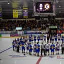 Glasgow Clan and Fife Flyers pay tribute to Adam Johnson (Pic: Derek Young)