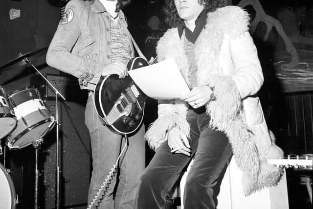 Manny Charlton (left) with original singer Dan McCafferty in February 1975.